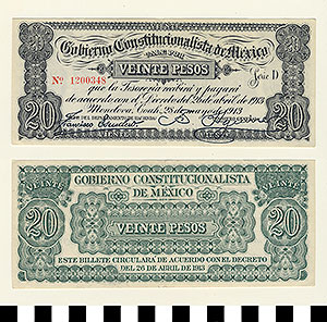 Thumbnail of Bank Note: Mexico, 20 Pesos (1992.23.1331)