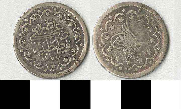 Thumbnail of Coin: Ottoman Empire, Silver Besh Kurushluk (1971.15.1500)