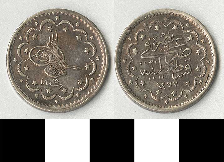 Thumbnail of Coin: Ottoman Empire, Silver Besh Kurushluk (1971.15.1501)