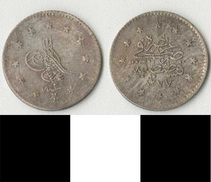 Thumbnail of Coin: Ottoman Empire, Silver Bir Kurushluk (1971.15.1502)