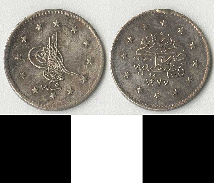 Thumbnail of Coin: Ottoman Empire, Silver Bir Kurushluk (1971.15.1505)