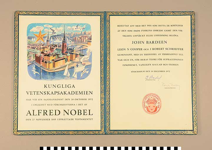 Thumbnail of Certificate: Nobel Prize for Physics Presented to John Bardeen (1972) (1991.04.0060A)