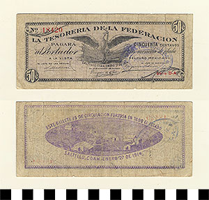 Thumbnail of Bank Note: Mexico, 50 Centavos (1992.23.1334)