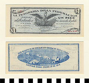 Thumbnail of Bank Note: Mexico, 1 Peso (1992.23.1335)