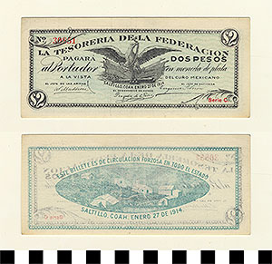 Thumbnail of Bank Note: Mexico, 2 Pesos (1992.23.1336)