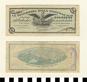 Thumbnail of Bank Note: Mexico, 2 Pesos (1992.23.1337)