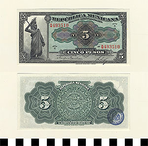 Thumbnail of Bank Note: Mexico, 5 Pesos (1992.23.1338)
