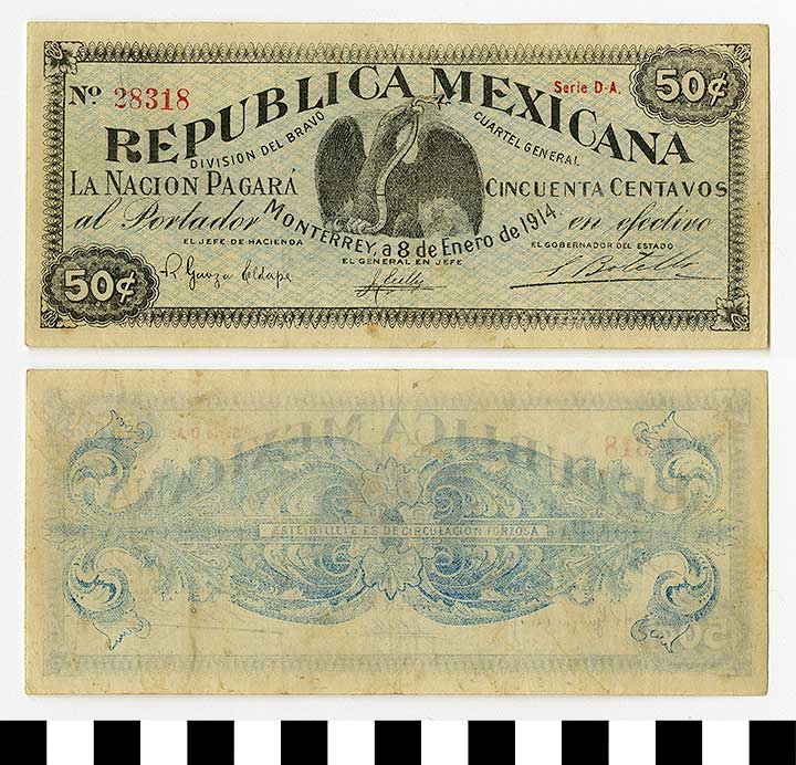 Thumbnail of Bank Note: Mexico, 50 Centavos (1992.23.1396)
