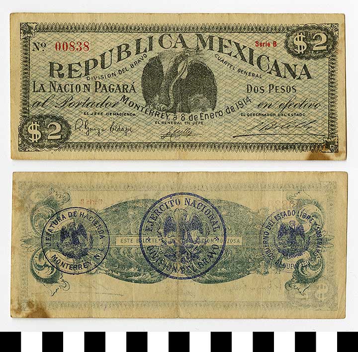 Thumbnail of Bank Note: Mexico, 2 Pesos (1992.23.1398)