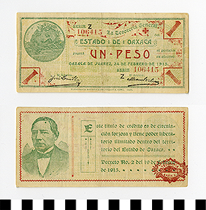 Thumbnail of Bank Note: Mexico, 1 Peso (1992.23.1401)