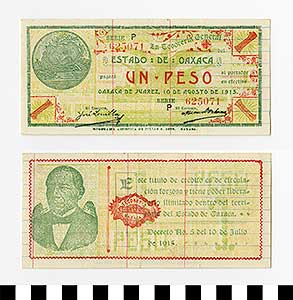 Thumbnail of Bank Note: Mexico, 1 Peso (1992.23.1405)