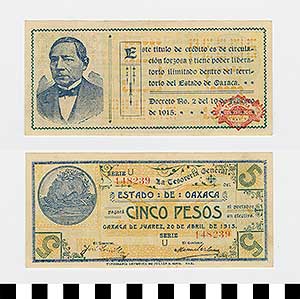 Thumbnail of Bank Note: Mexico, 5 Pesos (1992.23.1409)