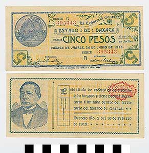 Thumbnail of Bank Note: Mexico, 5 Pesos (1992.23.1411)