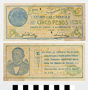 Thumbnail of Bank Note: Mexico, 5 Pesos (1992.23.1421)