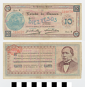 Thumbnail of Bank Note: Mexico, 10 Pesos (1992.23.1426)