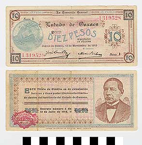 Thumbnail of Bank Note: Mexico, 10 Pesos (1992.23.1428)