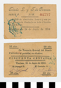 Thumbnail of Bank Note: Mexico, 50 Centavos (1992.23.1433)