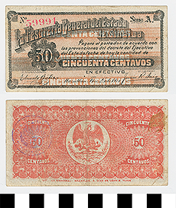 Thumbnail of Bank Note: Mexico, 50 Centavos (1992.23.1436)