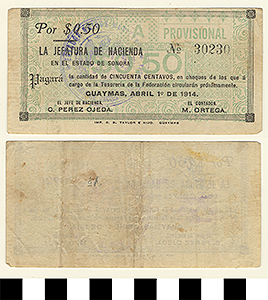 Thumbnail of Bank Note: Mexico, 50 Centavos (1992.23.1445)