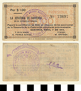 Thumbnail of Bank Note: Mexico, 1 Peso (1992.23.1446)