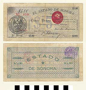 Thumbnail of Bank Note: Mexico, 5 Pesos (1992.23.1455)