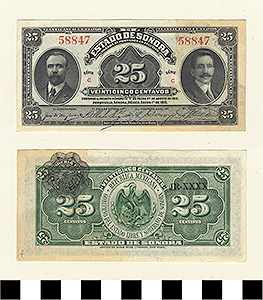 Thumbnail of Bank Note: Mexico, 25 Centavos (1992.23.1459F)