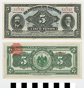 Thumbnail of Bank Note: Mexico, 5 Pesos (1992.23.1462A)