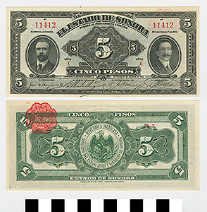 Thumbnail of Bank Note: Mexico, 5 Pesos (1992.23.1462B)