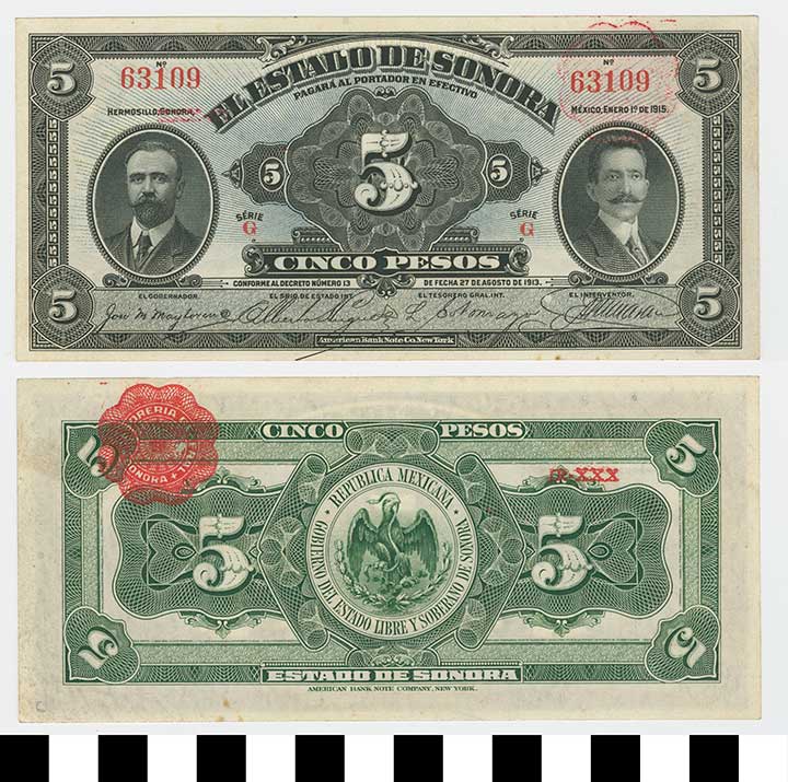 Thumbnail of Bank Note: Mexico, 5 Pesos (1992.23.1462C)
