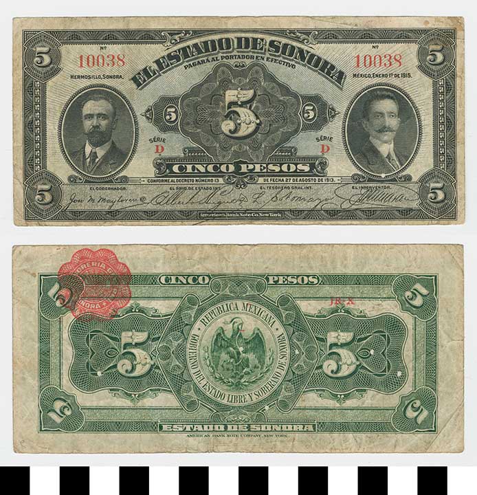 Thumbnail of Bank Note: Mexico, 5 Pesos (1992.23.1462E)