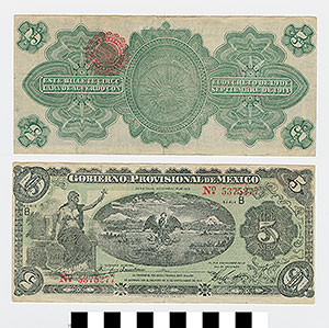 Thumbnail of Bank Note: Mexico, 5 Pesos (1992.23.1471)