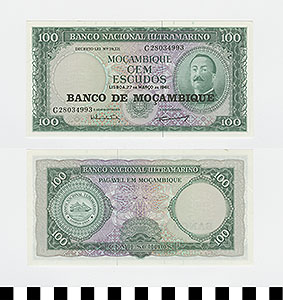 Thumbnail of Bank Note: Mozambique, 100 Escudos (1992.23.1510)