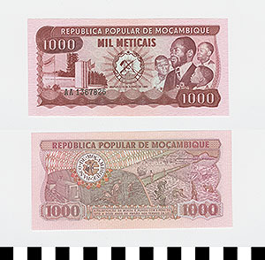 Thumbnail of Bank Note: Mozambique, 1000 Meticais (1992.23.1512)