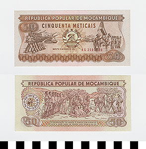 Thumbnail of Bank Note: Mozambique, 50 Meticais (1992.23.1513)