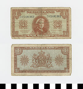 Thumbnail of Bank Note: Netherlands, 1 Gulden (1992.23.1526)