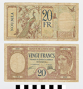 Thumbnail of Bank Note: New Caledonia, 20 Francs (1992.23.1549)