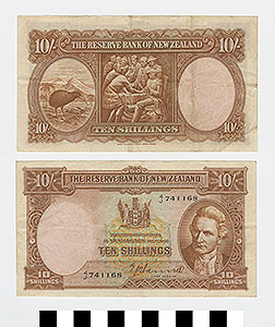 Thumbnail of Bank Note: New Zealand, 10 Shillings (1992.23.1554)