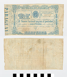 Thumbnail of Bank Note: Paraguay, 2 Pesos (1992.23.1590)
