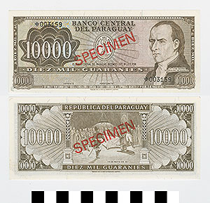 Thumbnail of Bank Note: Paraguay, 10,000 Guaranies (1992.23.1598E)