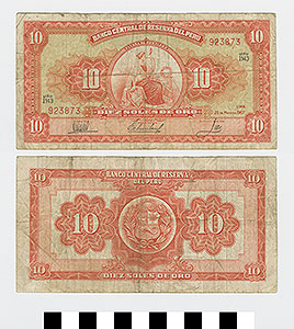 Thumbnail of Bank Note: Peru, 10 Soles de Oro (1992.23.1602)