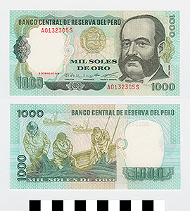 Thumbnail of Bank Note: Peru, 1,000 Soles de Oro (1992.23.1603)