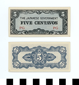 Thumbnail of Japanese Government-Issued Philippine Occupation Fiat Bank Note: 5 Centavos (1992.23.1615A)