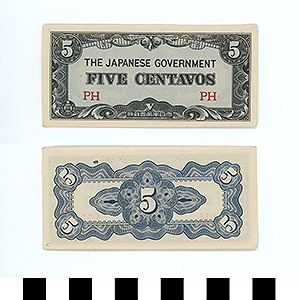 Thumbnail of Japanese Government-Issued Philippine Occupation Fiat Bank Note: 5 Centavos (1992.23.1615C)