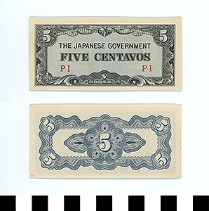 Thumbnail of Japanese Government-Issued Philippine Occupation Fiat Bank Note: 5 Centavos (1992.23.1615D)