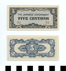 Thumbnail of Japanese Government-Issued Philippine Occupation Fiat Bank Note: 5 Centavos (1992.23.1615E)