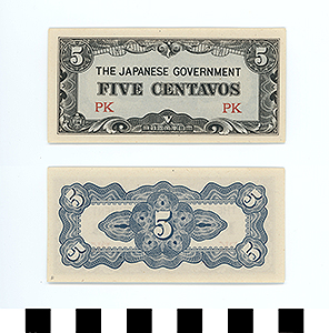 Thumbnail of Japanese Government-Issued Philippine Occupation Fiat Bank Note: 5 Centavos (1992.23.1615F)