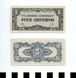 Thumbnail of Japanese Government-Issued Philippine Occupation Fiat Bank Note: 5 Centavos (1992.23.1615G)