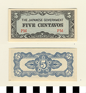 Thumbnail of Japanese Government-Issued Philippine Occupation Fiat Bank Note: 5 Centavos (1992.23.1615H)