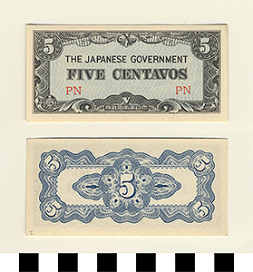Thumbnail of Japanese Government-Issued Philippine Occupation Fiat Bank Note: 5 Centavos (1992.23.1615I)