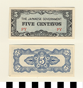 Thumbnail of Japanese Government-Issued Philippine Occupation Fiat Bank Note: 5 Centavos (1992.23.1615K)